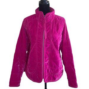 Calia by Carrie Underwood Women's L Velour Quilted Jacket Full Zip Raspberry Ice
